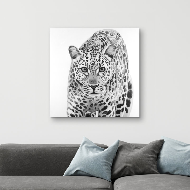 Leopard ready to attack - 32"x32" art on canvas