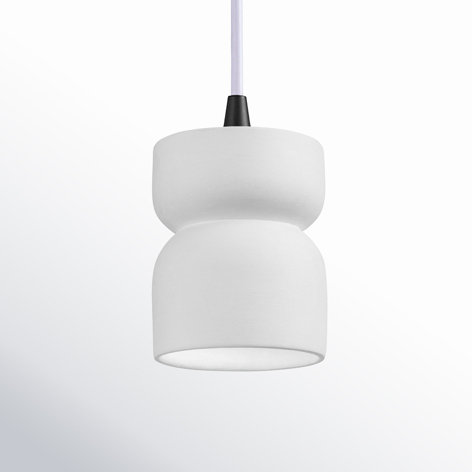 Nysta Ceramic Dimmable Pendant, Gloss White, Matte Black