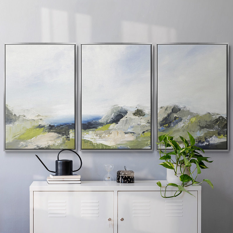 La Terre chante 3 pièces, H 24 po x l 48 po x P 2 po, Argent