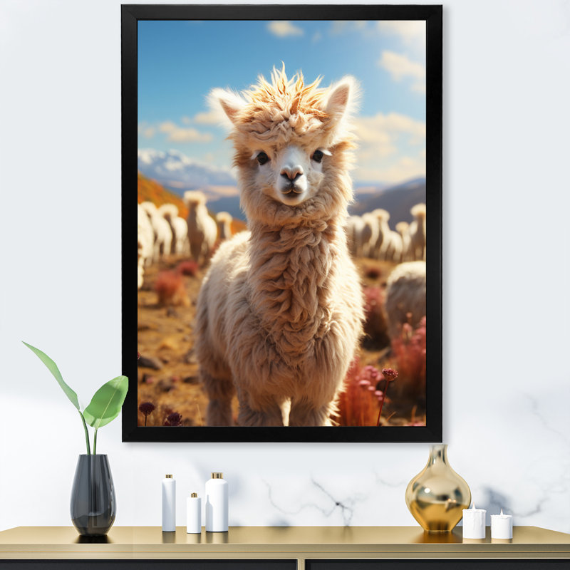 Barirah Alpacas Animal An Extremely, reproduction d'art sur toile, H 20 po x l 12 po x P 1 po, Cadre photo noir