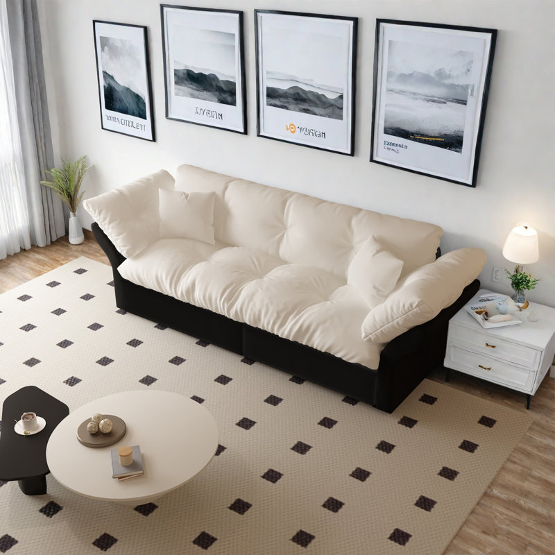 2 Seater Velvet Sofa Bed, Beige