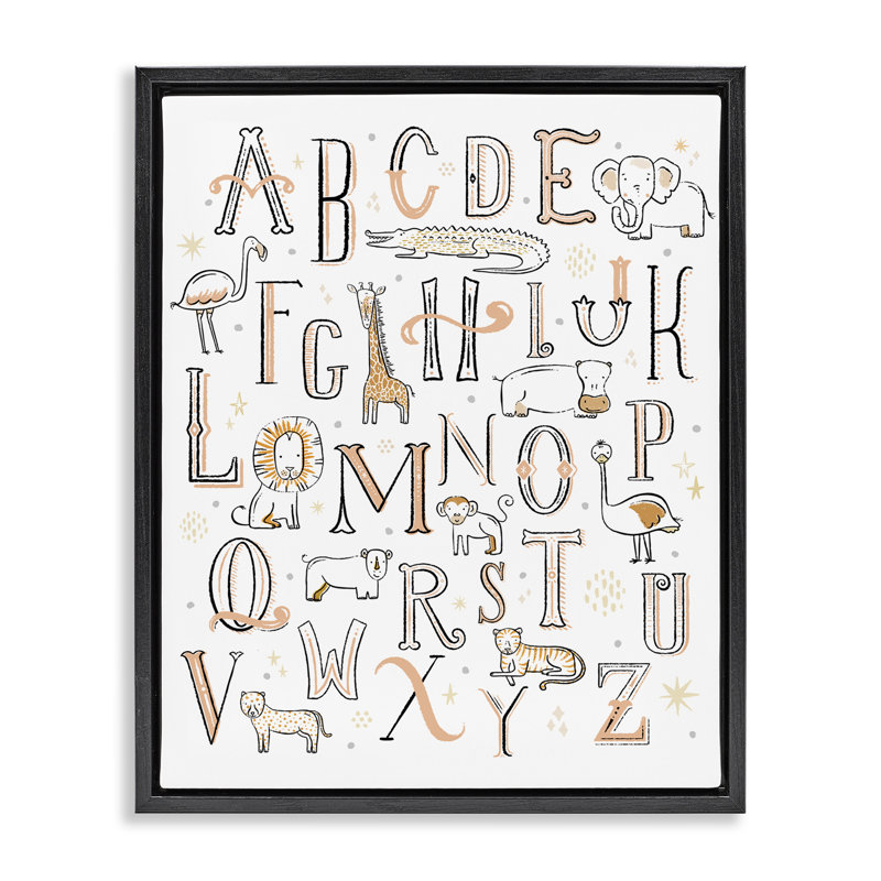 «Nursery Animal Alphabet» par Zirkus Design, Cadre flottant noir de jais, H 21 po x l 17 po