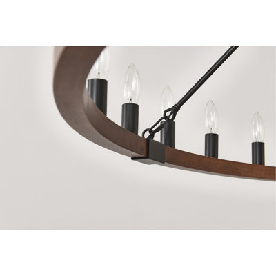53.15 INCH Wood Wagon Wheel Chandelier Modern Farmhouse  Pendant Light 30-Light Ceiling Hanging Lighting Fixtures for Living Room Dining Room Kitchen Island Foyer--NO INCLUDED BULBS-WOOD + Matte Black