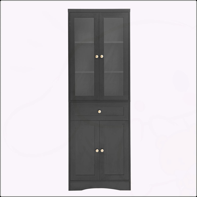 Armoire de salle de bain haute polyvalente avec plusieurs compartiments et fabrication durable