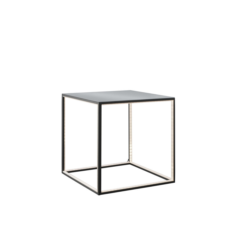 Beaudry Glass Top Frame End Table, Black