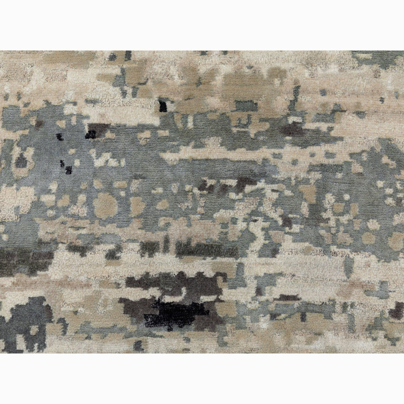 Tapis de couloir gris noué à la main One Age of One-of-a-Kind 2 pi 8 po x 10 pi 3 po Feior