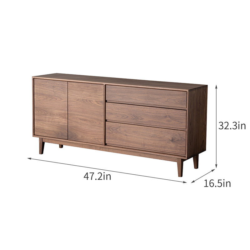 Buffet simple en noyer noir multifonction, H 32,3 po x l 47,2 po x P 16,5 po