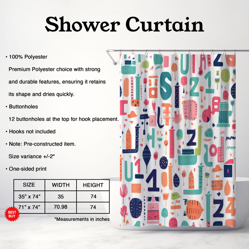 Digits - Premium Shower Curtain, 74"H x 71"W