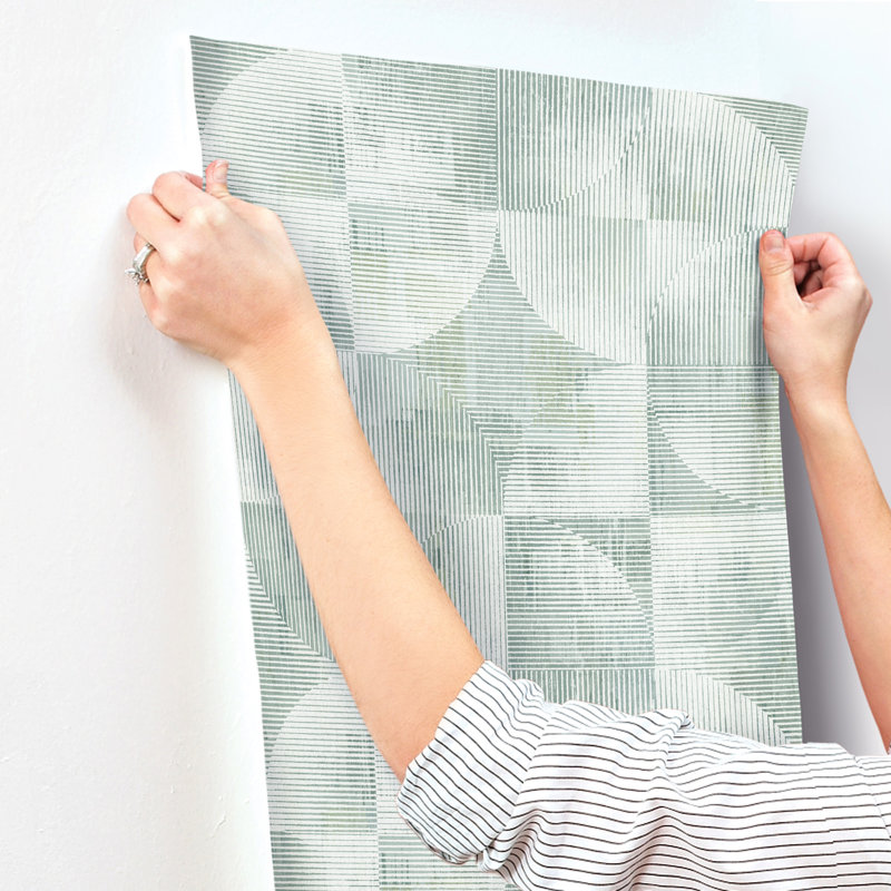 Woodbine Sage Abstract Geometric Wallpaper, Sage