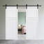Double porte à 2 panneaux de style chalet de 3/4 po d'épaisseur 30 po X 80 po Porte de grange coulissante en MDF blanc avec trousse de quincaillerie-132739518