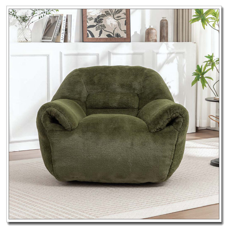Fauteuil à billes en fausse fourrure, Vert