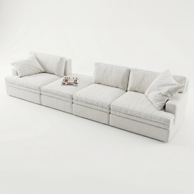 110.2'' Cloud Modular Sectional Sofa with Washable Slipcovers, L-Shaped Compression Couch with Ottoman, No Assembly