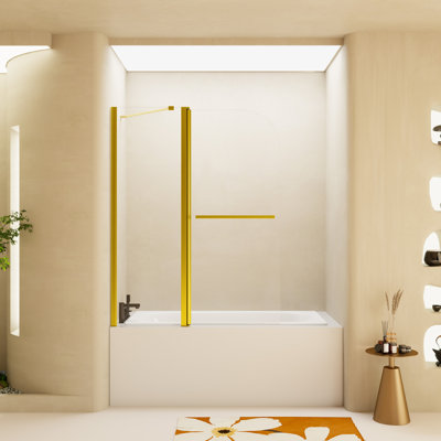 Porte de baignoire pliante sans cadre l 43 po x H 58 po avec verre transparent 1/4 po