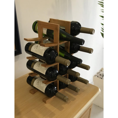 Atalyia Tabletop Wine Bottle & Glass Rack Brown