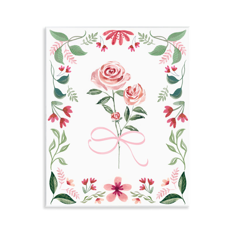 Plaque murale délicate à motif floral roses, design par Kristen Brockmon