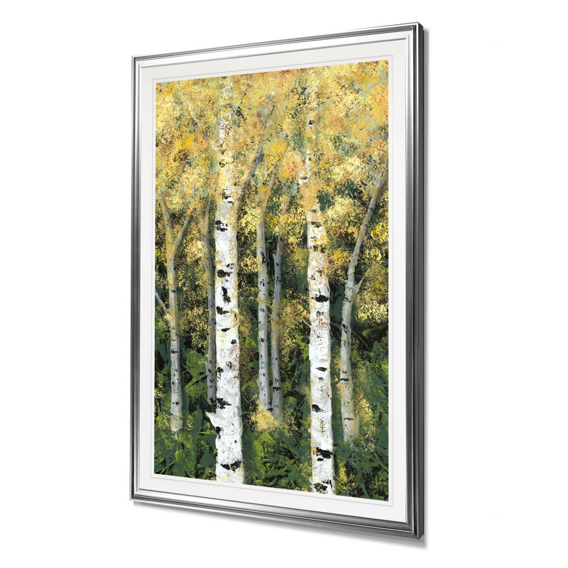 «Birch Treeline II», reproduction, H 36 po x l 26 po x P 1,5 po, Cadre argenté