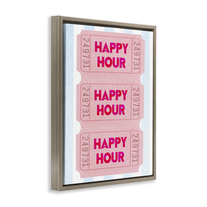 "Pink Happy Hour", art mural encadré flottant, par Lil 'Rue, H 31 po x l 25 po, Cadre flottant orme Montalcino
