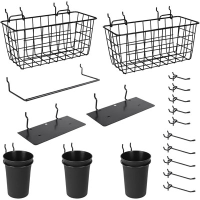 18‑Pack Black Pegboard Organizer Accessories, Mixed Hooks Assortment, Fits 1/8" & 1/4" Pegboard, for Garage, Craft, Workbench, Hobby & Office Tool Storage