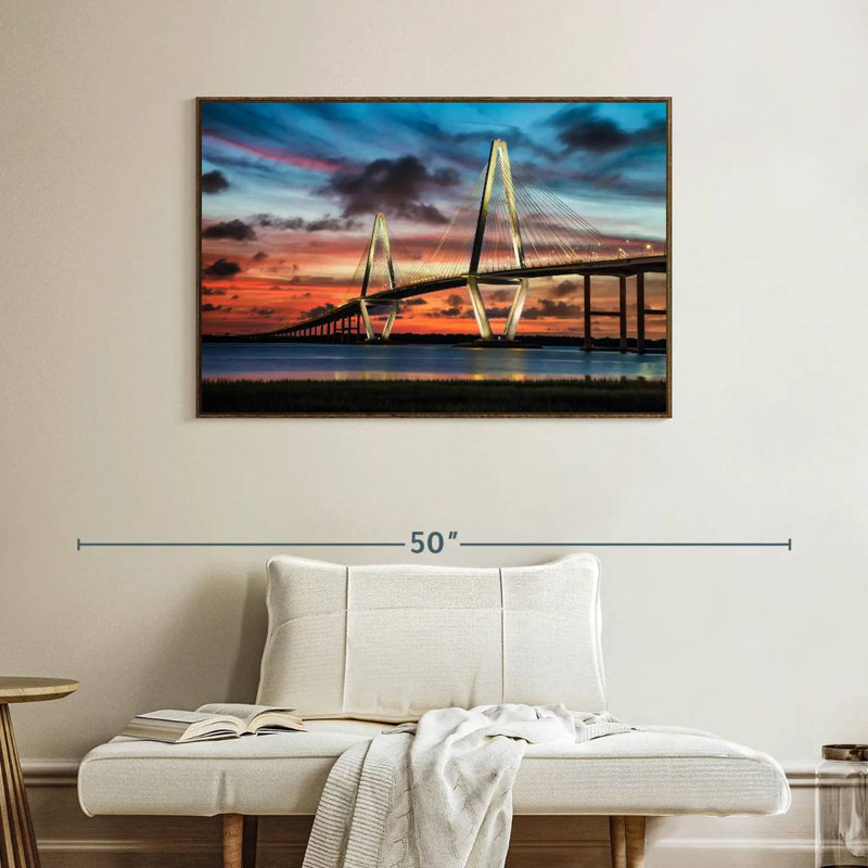 Le pont Ravenel à Charleston, Cadre flottant noyer, 40 po x 27 po