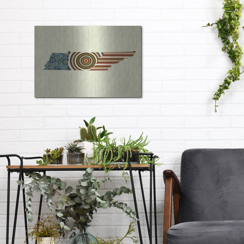 «Tennessee State Map» par Lanre Adefioye, mur en métal, H 12 po x l 16 po