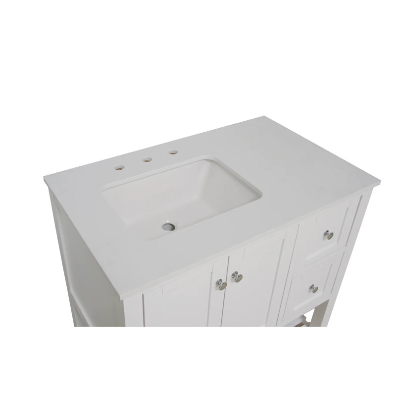 Ensemble de meuble-lavabo simple 36 po Binne, Blanc, Blanc d'ingénierie
