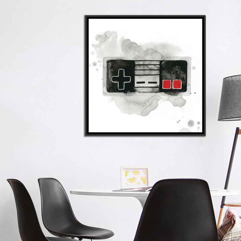 « Gamer I » par Grace Popp-impression d’art graphique, Pas de tapis, H 37 po x l 37 po x P 1,5 po, Toile avec cadre noir