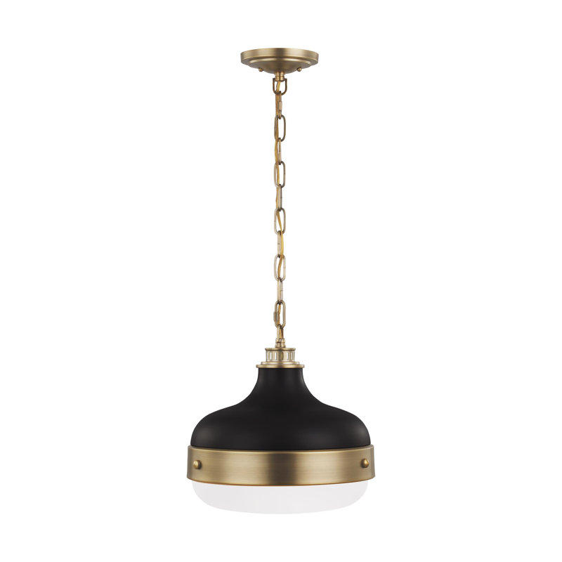 Luminaire suspendu simple Tulane, Laiton antique foncé / noir mat, H 13,125 po x l 13 po x P 13 po