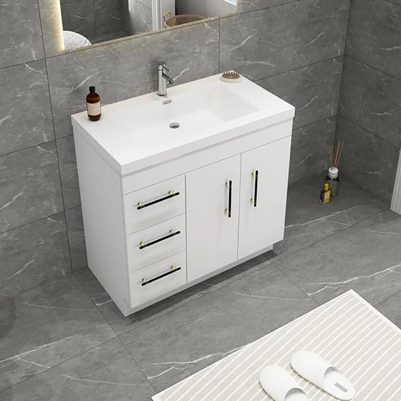 Ensemble de meuble-lavabo simple 35 po, Blanc brillant