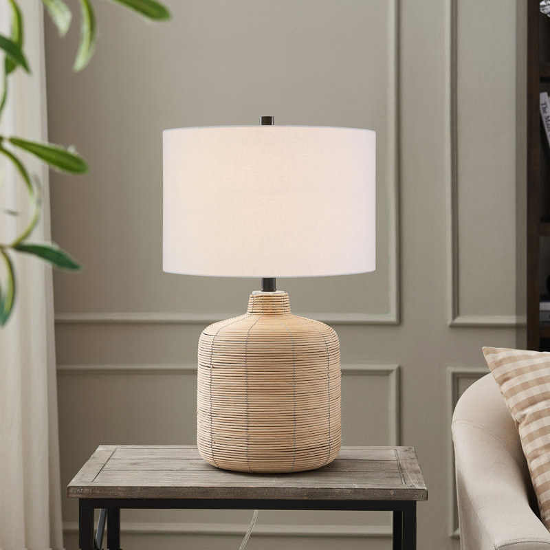 Northport Table Lamp, 20.5" H x 12.5" W x 12.5" D, Natural Rattan
