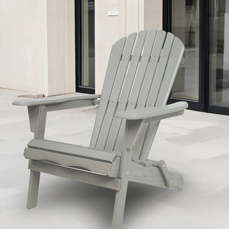 Chaise d'appoint de piscine en bois massif - 2 chaises de patio pliables grises avec surface, Gris