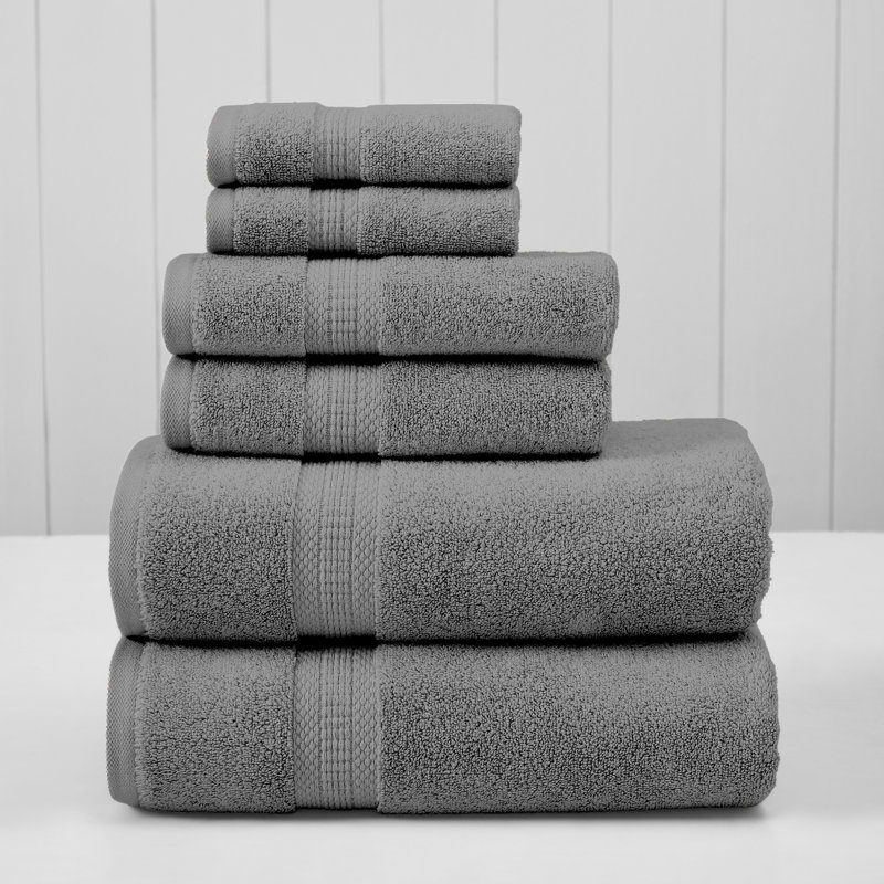 Modern Threads 6-Piece Rayon from  Towel Set - Ultra Soft & Absorbent, Gray