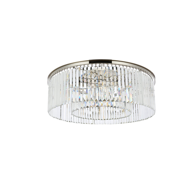 Yazmin Crystal Flush Mount, Clear, Polished Nickel