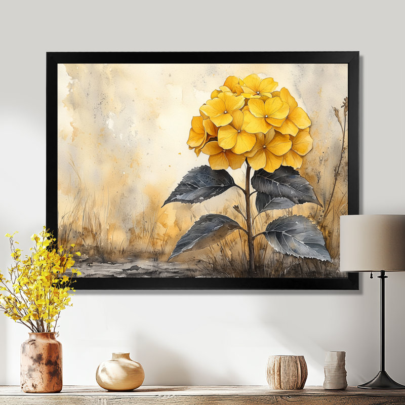 Jaal - Floral Large Wall Art, Impression d'un seul cadre photo, Noir, noir, noir, noir, H 30 po x l 40 po