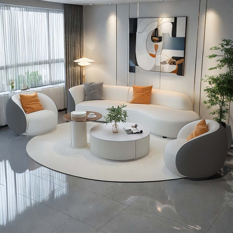 Ensemble de canapé et table basse gris et blanc