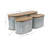Metal Silver Storage Bench with Brown Wood Top Set