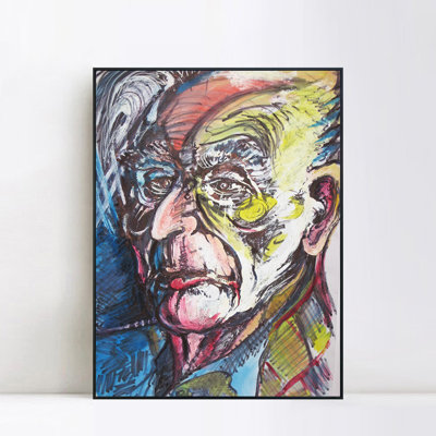 Art encadré, impression par estampe numérique, vieil homme par Marc Chagall, art mural pour salon, décorations pour bureau à domicile