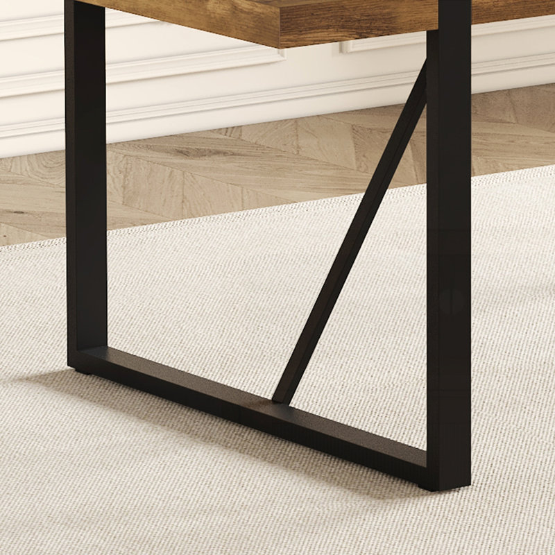 Rustic Industrial Rectangular Wood Dining Table, 30"H x 71"L x 39.3"W, Wood