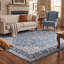 Tapis Vale traditionnel à médaillon délavé, style persan, bleu, gris et crème, lavable à la machine, antidérapant, à poils courts, pour l'intérieur et l'extérieur, adapté aux animaux domestiques, idéal pour le salon, la chambre, la salle à manger, l'entrée, le couloir ou le bureau.-1855875062