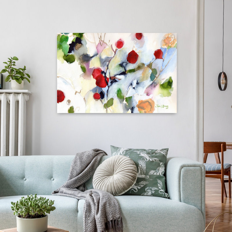 Contemporary Art Abstract Contemporary Rose Bush Landscape Nature Wall Art by Janel Bragg - Wrapped Canvas Print