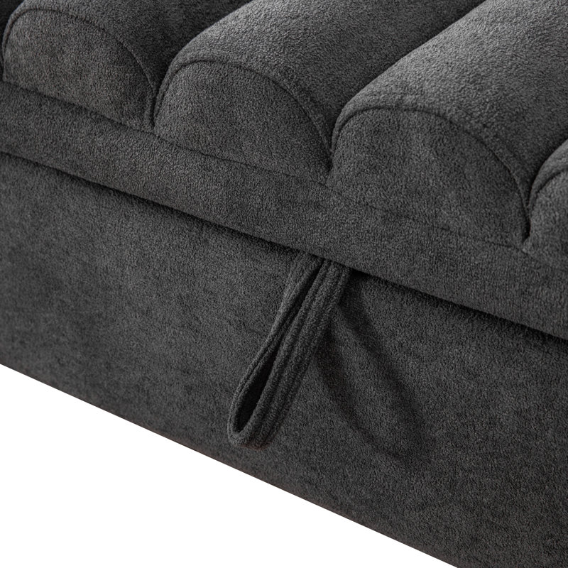Banc de rangement rembourré de 65,55 po, Gris anthracite