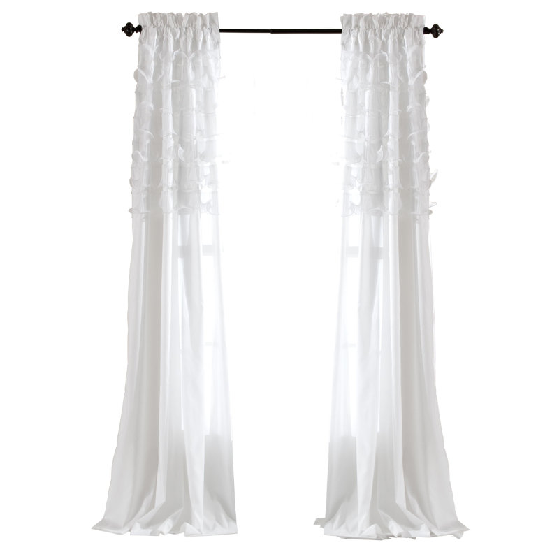 Avery Semi Sheer Curtain Pair, White, 54"W x 84"L