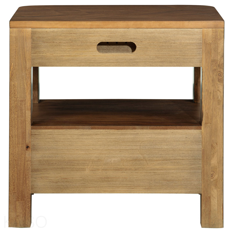 Walnut 2-Drawer Nightstand, Bedside Table
