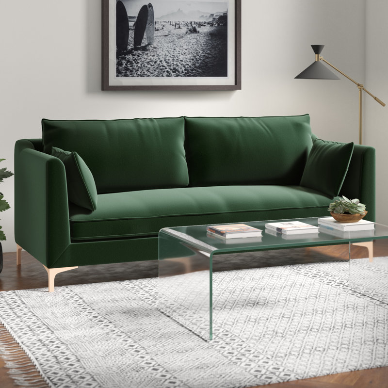 Lenore Upholstered 80.25'' Sofa, Emerald Green Velvet