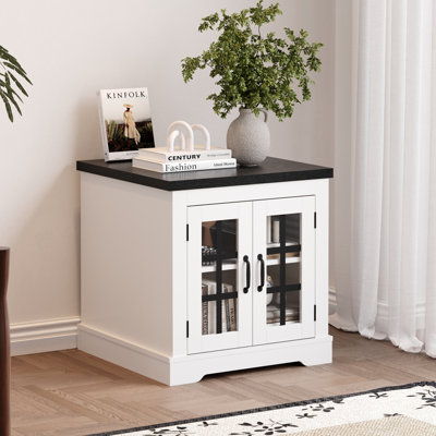 Buffet Cabinet with Storage, Sideboard Buffet with Glass Doors, Built-in Power Outlet, Elegant Black Relief Top Plate, for Kitchen, Coffee Bar, Pantry, Living Room