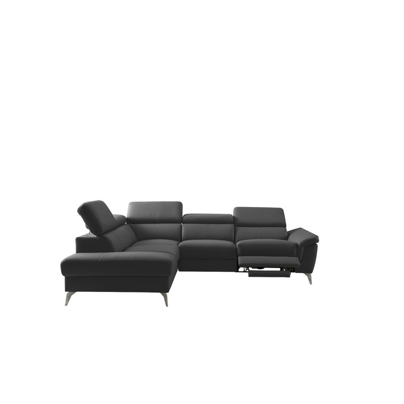 Debanos Vegan Leather Corner Electric Reclining Sofa with Storage , Left Hand Facing, Black