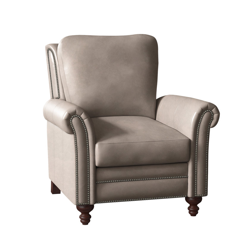 Richardson Recliner, Aline Fumo Genuine Leather, Mahogany, Pewter