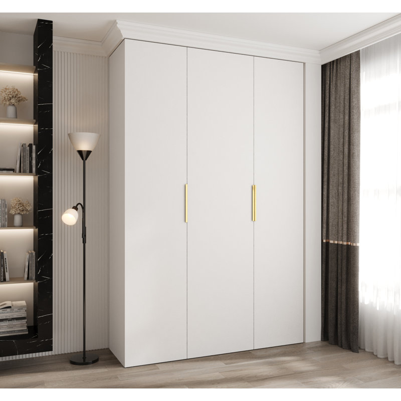 Wardrobe Moko 4, 245,5cm H x 160cm W x 50cm D, Cashmere/Gold