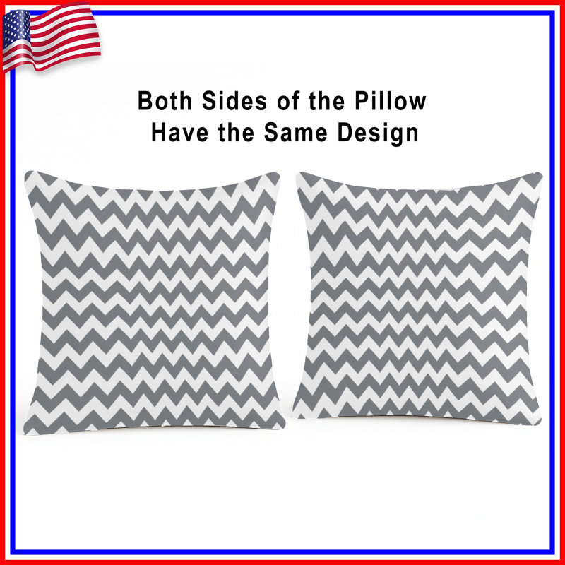 Coussins décoratifs à chevrons gris et blanc, 16 x 16 inches