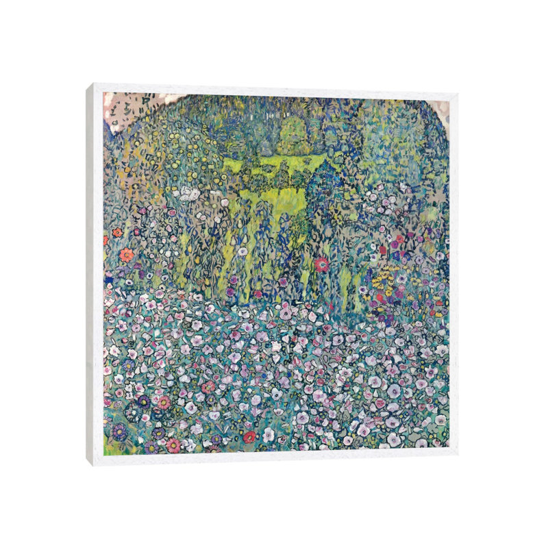 Gustav Klimt Garden Landscape On The Hill by Gustav Klimt - Print on Canvas, White Framed