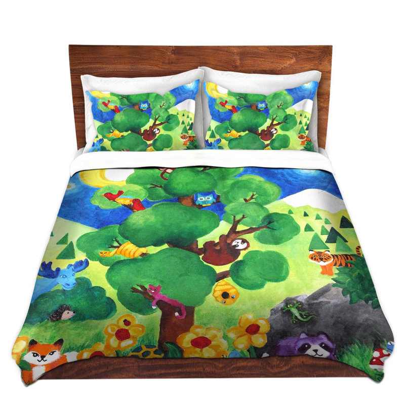 Ensemble de housse de couette arbre sauvage, 1 housse simple + 1 taie standard